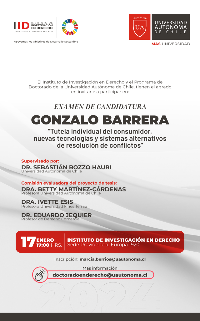 Invitación a examen de candidatura de Gonzalo Barrera Instituto de